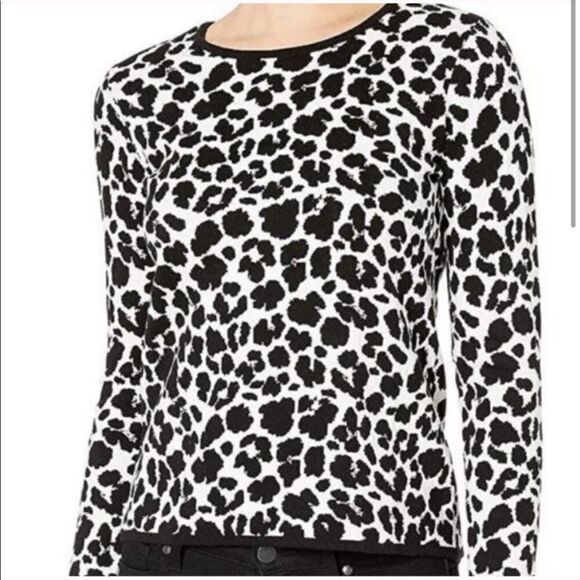 Vince Camuto Leopard Print Long Sleeve Sweater L - Picture 2 of 7